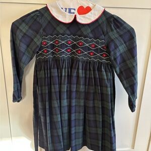 Trotters of London 3T - Plaid Long Sleeve Dress with Embroidered Collar
